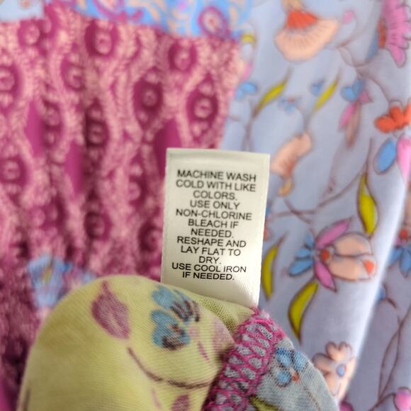 Cato Floral Patchwork Rayon Peasant Blouse Top Women's 2X Plus Dolman Slv Tiered - Picture 9 of 10